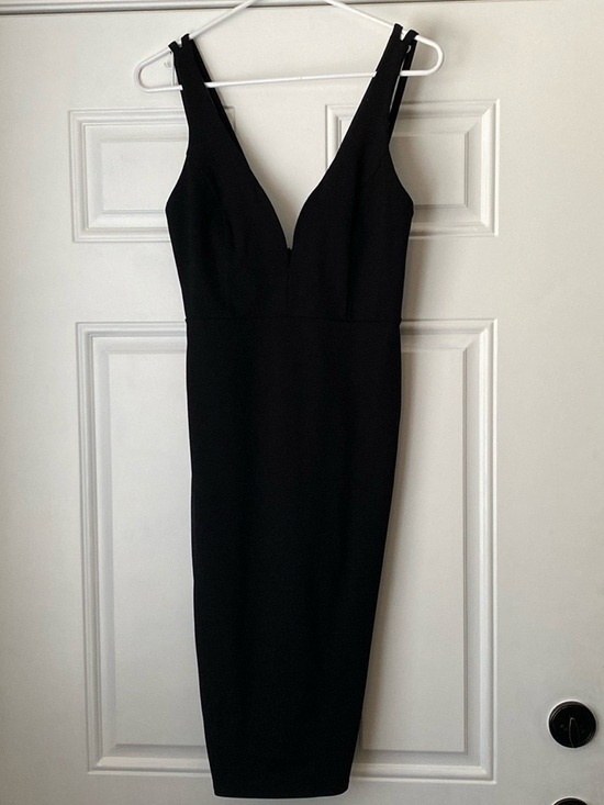 Lulus Dresses & Skirts - Lulus Black Deep V Front Double Strap Body Con Midi Dress Size Large